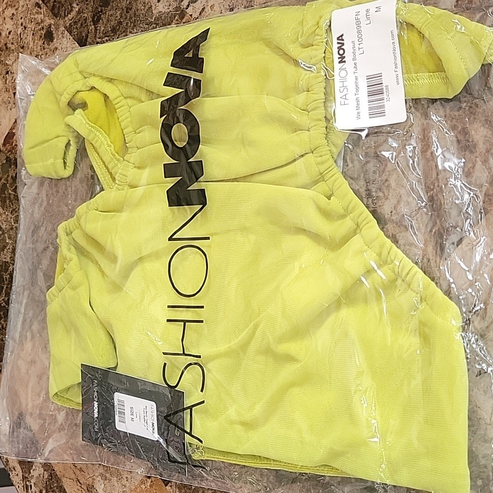 Fashion Nova- We Mesh Together Tube Bodysuit (Lime) *NEW* - Picture 10 of 10